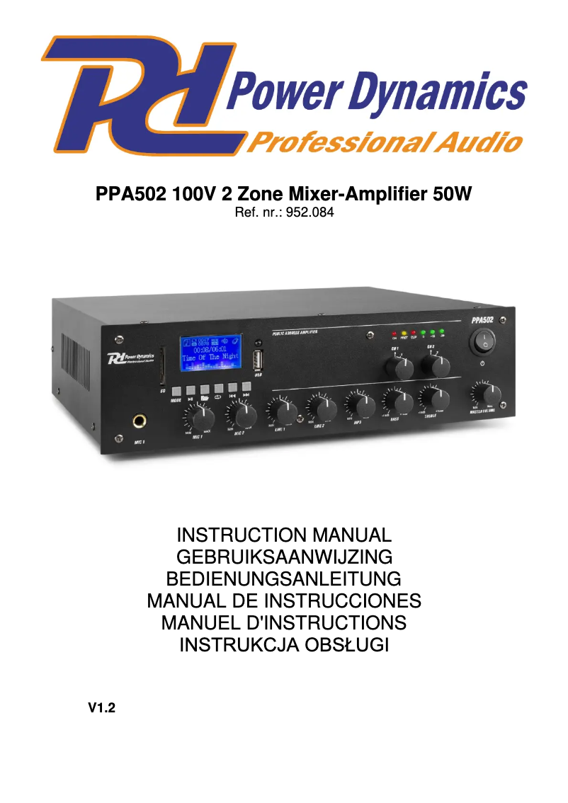 Page 1 de la notice Manuel utilisateur Power Dynamics PPA502