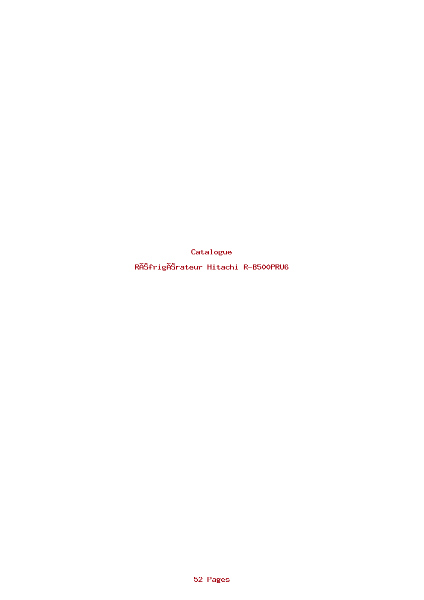 Page 1 de la notice Catalogue Hitachi R-B500PRU6