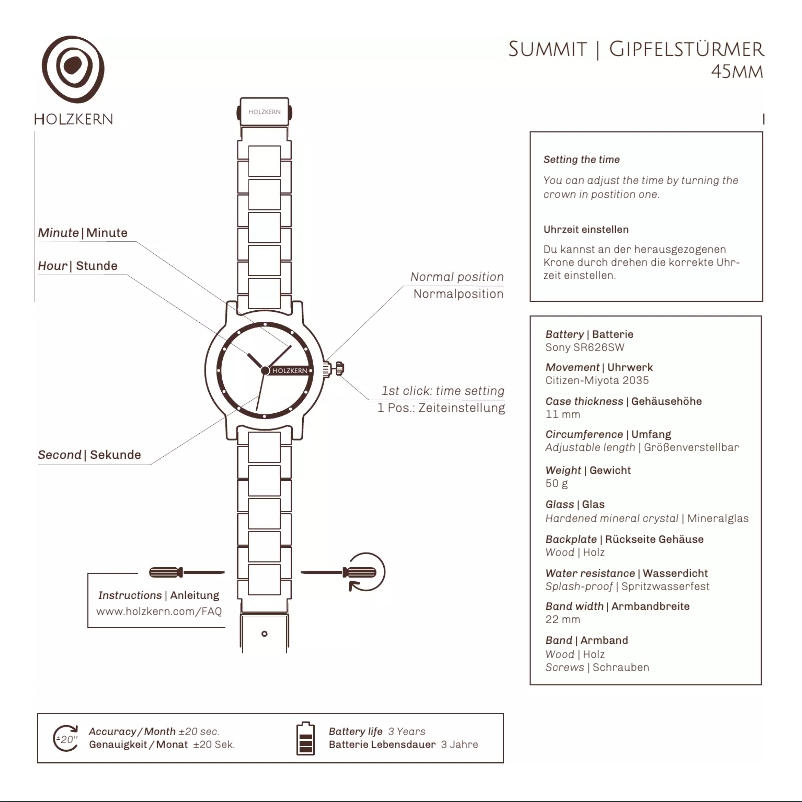 Page 1 de la notice Manuel utilisateur Holzkern Torre