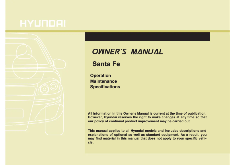 Página 1 del manual Manual de usuario Hyundai Sante Fe (2011)