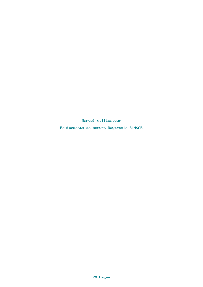 Page 1 de la notice Manuel utilisateur Daytronic 3140AB