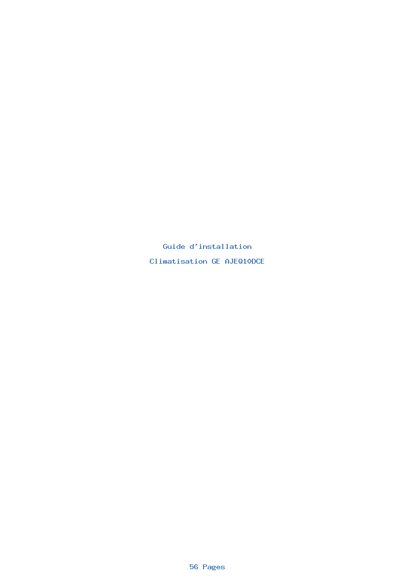 Page 1 de la notice Guide d'installation GE AJEQ10DCE
