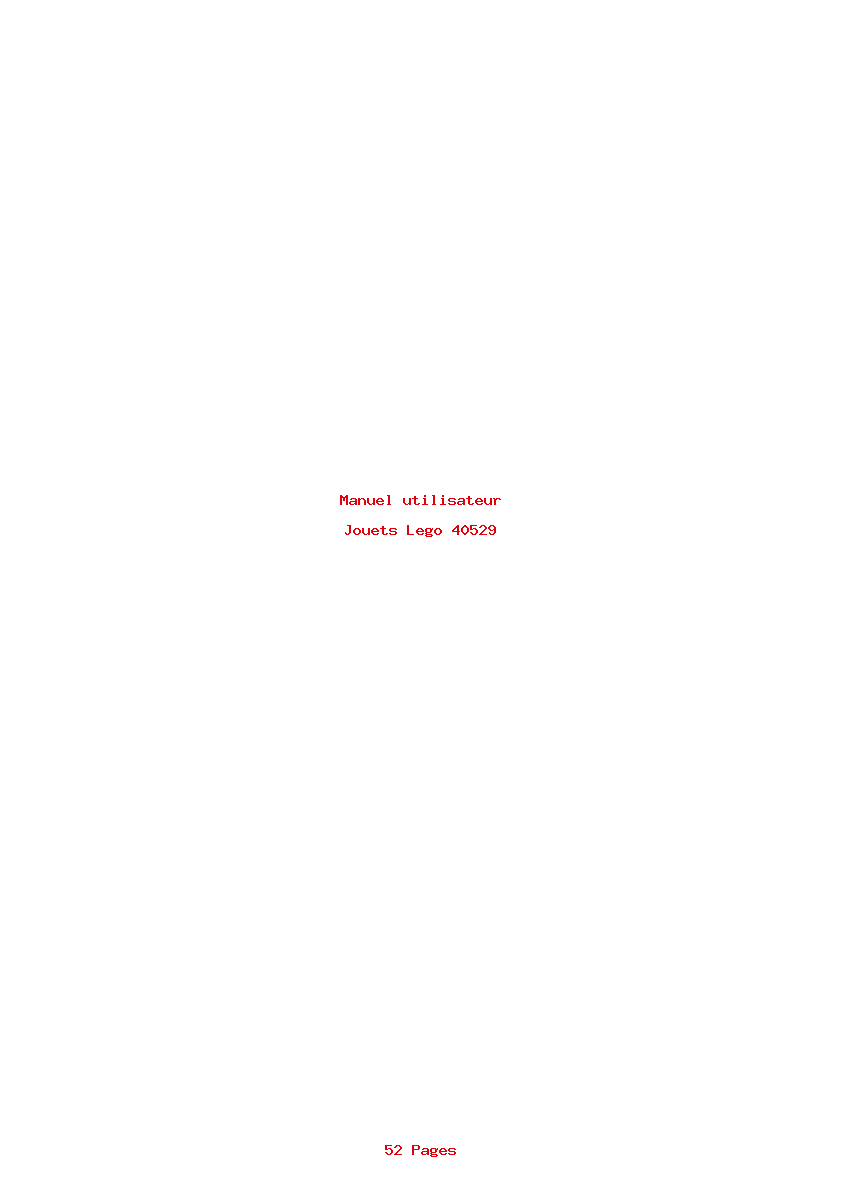 Page 1 de la notice Manuel utilisateur Lego 40529