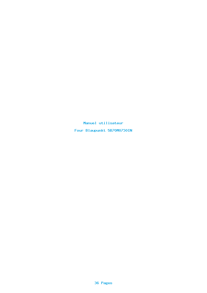 Page 1 de la notice Manuel utilisateur Blaupunkt 5B70M0730IN