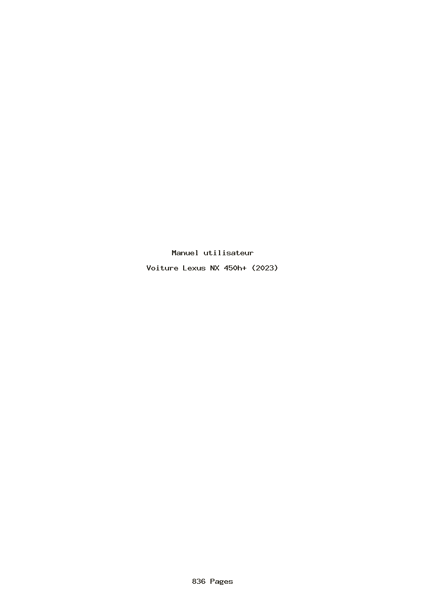 Page 1 de la notice Manuel utilisateur Lexus NX 450h+ (2023)