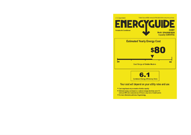 Page 1 de la notice Label énergétique Danby DPA050B7BDB