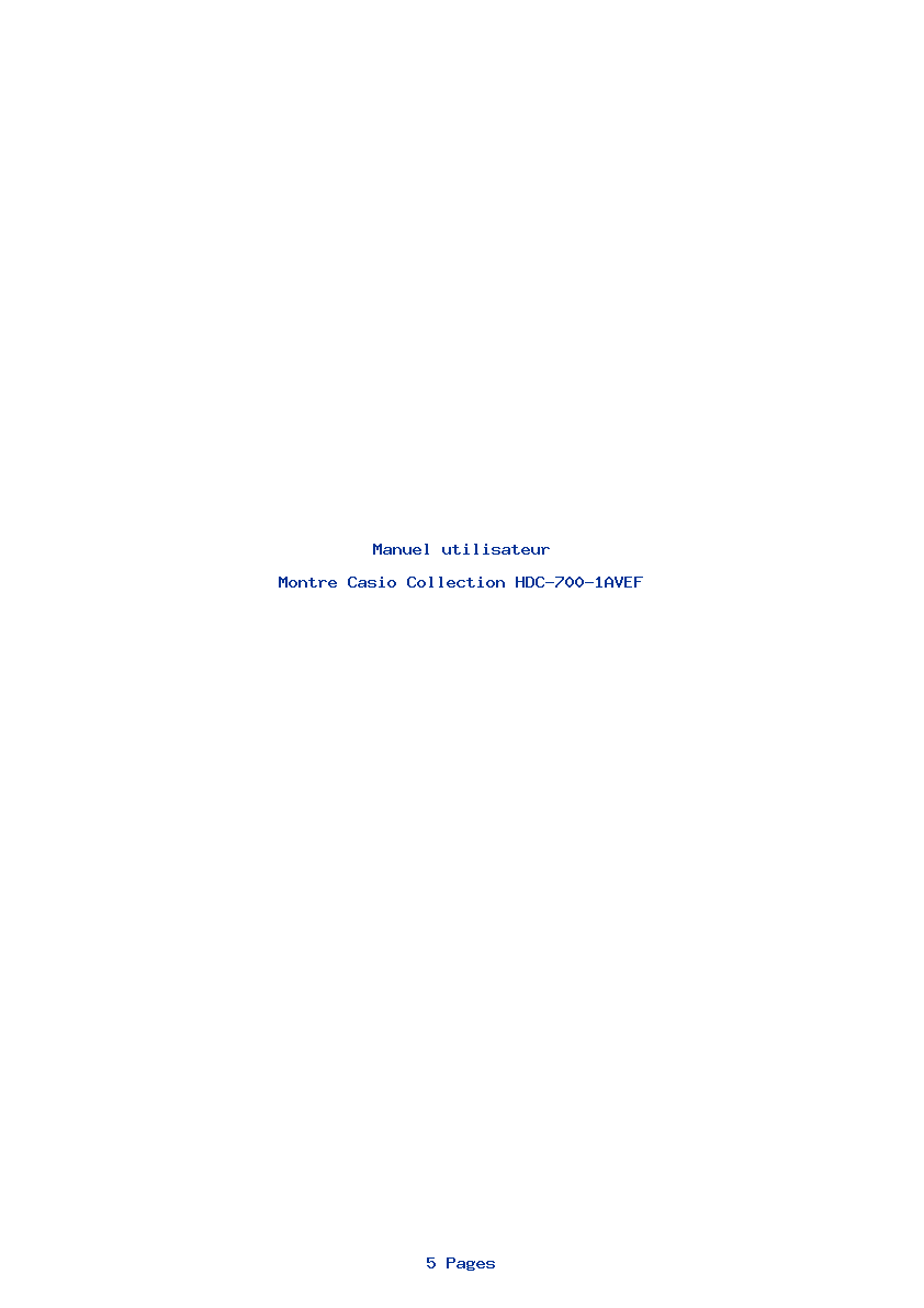 Page 1 de la notice Manuel utilisateur Casio Collection HDC-700-1AVEF