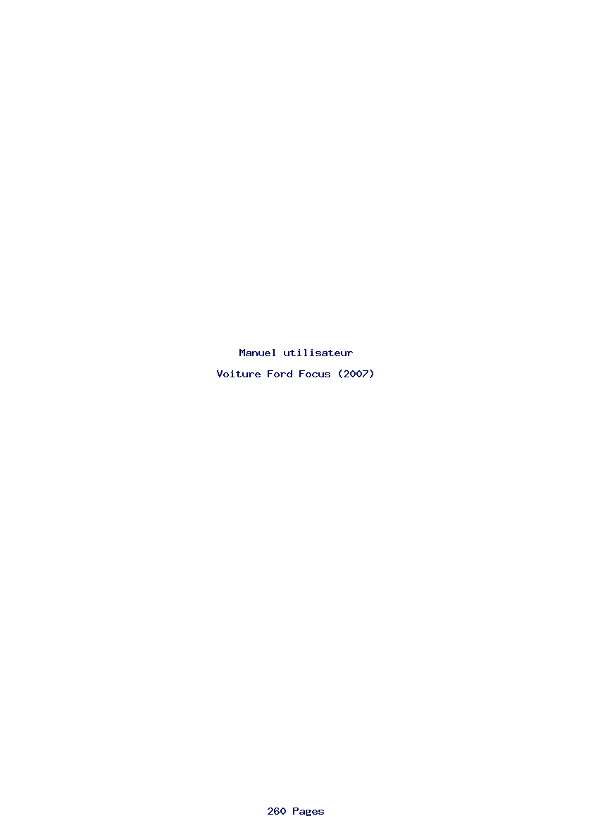 Page 1 de la notice Manuel utilisateur Ford Focus (2007)
