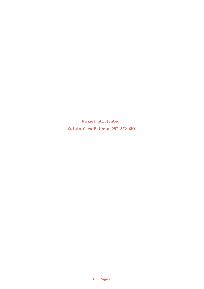 Page 1 de la notice Manuel utilisateur Pelgrim OST 370 ONY