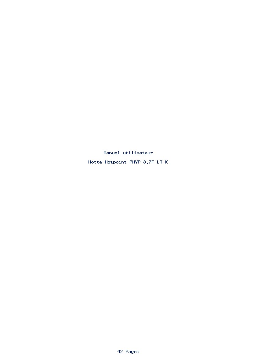 Image de la première page du manuel de l'appareil PHVP 8.7F LT K