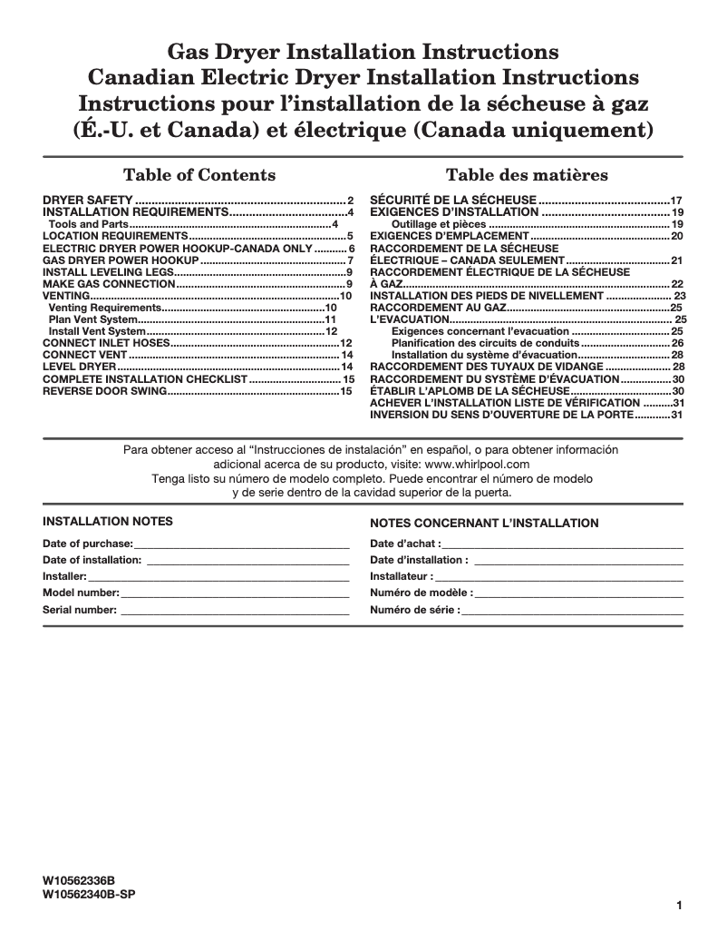 Page 1 of the manual User Manual Maytag Bravos XL MGDB700BW