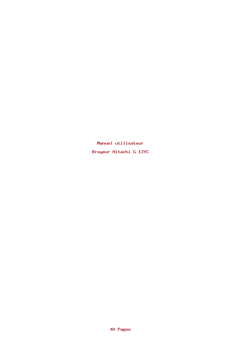 Page 1 de la notice Manuel utilisateur Hitachi G 13YC