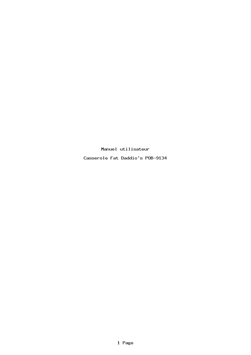 Page 1 de la notice Manuel utilisateur Fat Daddio's POB-9134