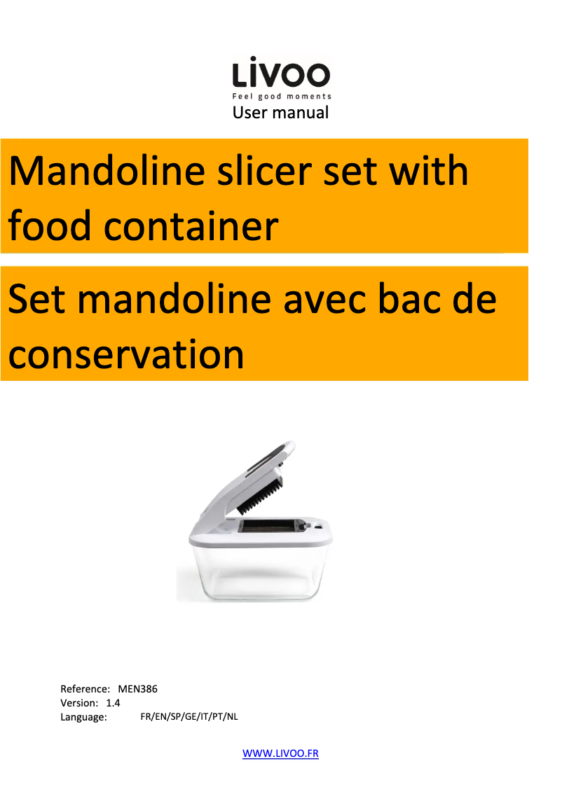 Page 1 de la notice Manuel utilisateur Livoo MEN386