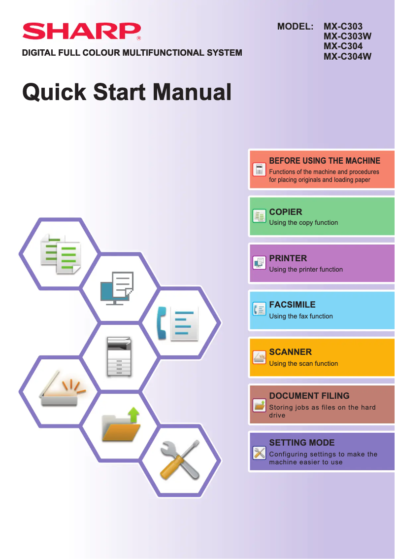 Page 1 de la notice Guide de démarrage rapide Sharp MX-C303W