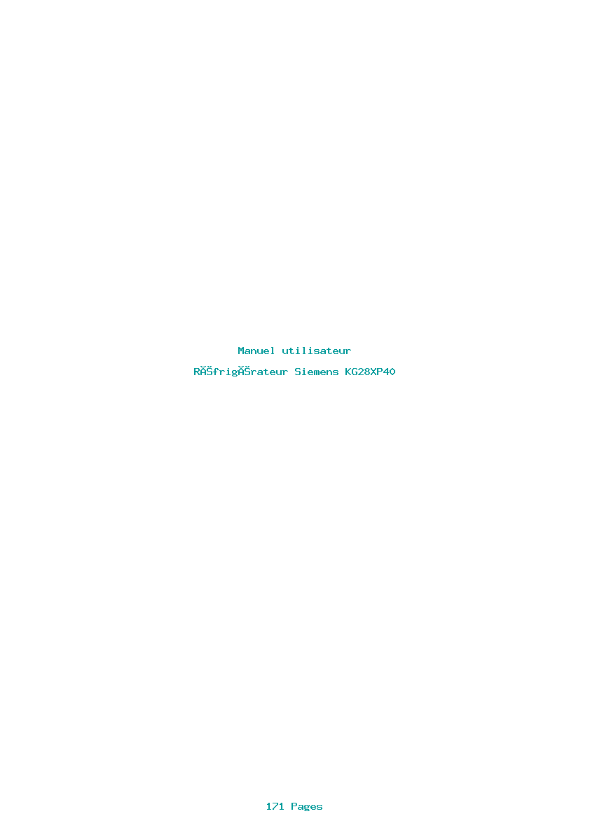 Page 1 de la notice Manuel utilisateur Siemens KG28XP40