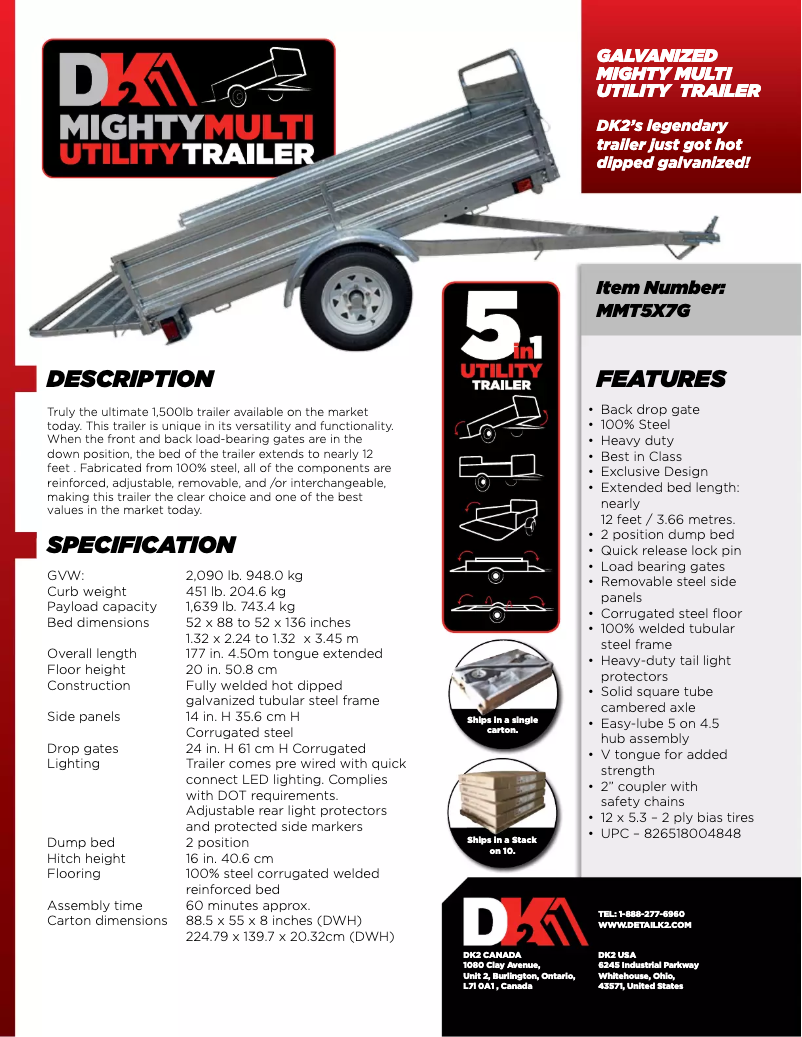 Page 1 of the manual Technical Sheet Detail K2 MMT5X7G