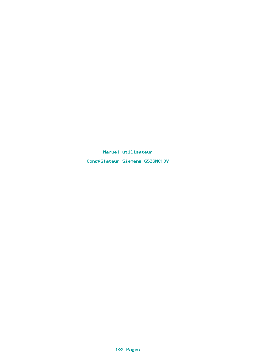 Page 1 de la notice Manuel utilisateur Siemens GS36NCW3V