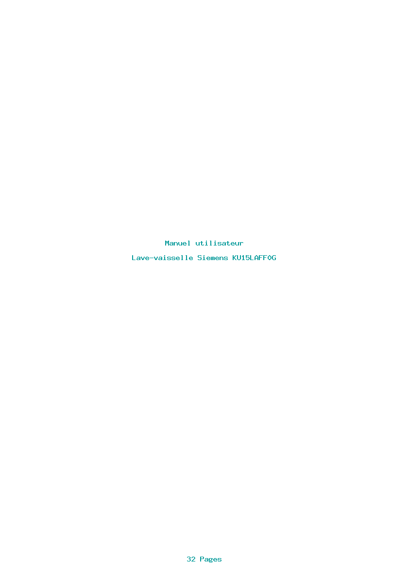 Page 1 de la notice Manuel utilisateur Siemens KU15LAFF0G