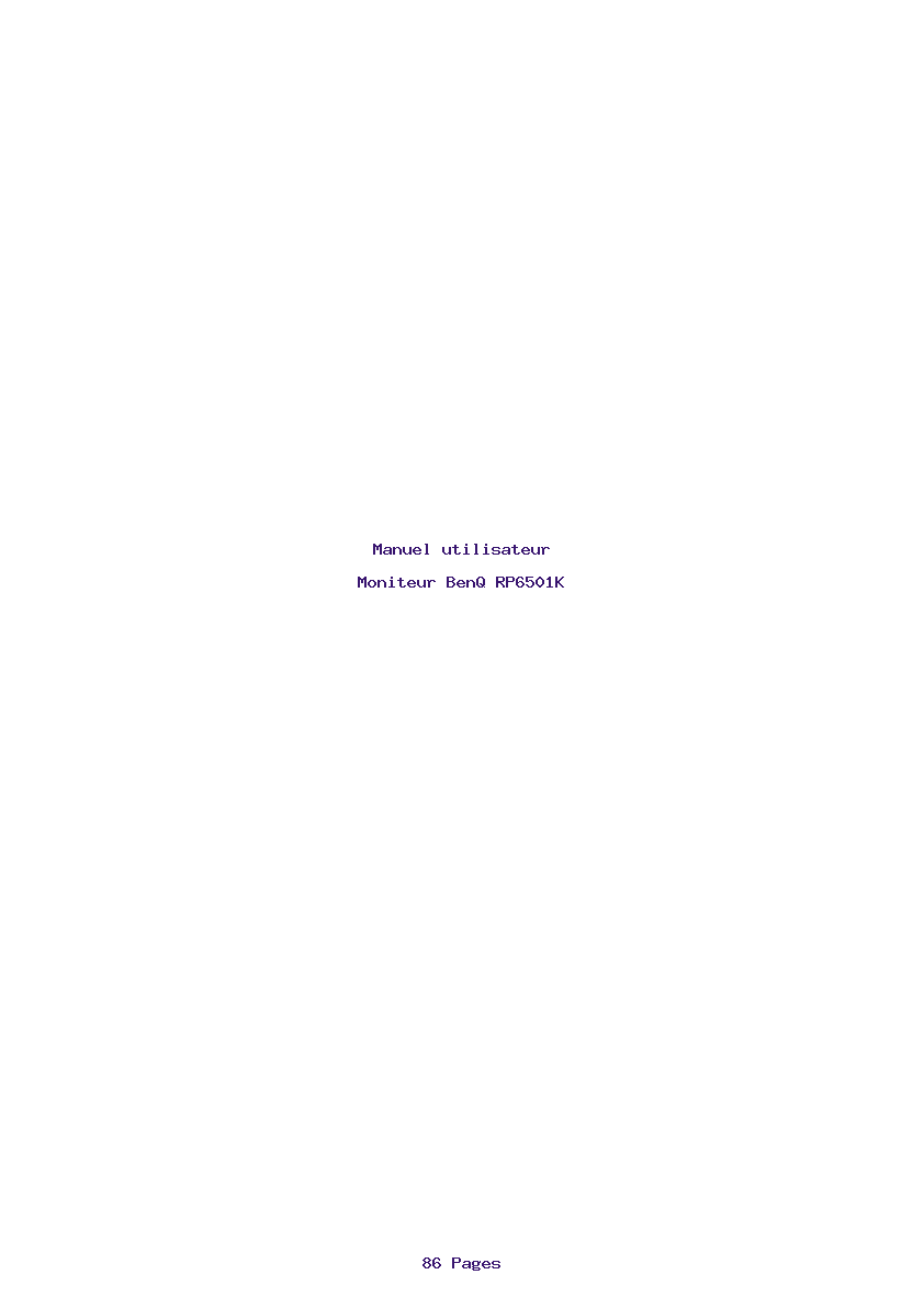 Page 1 de la notice Manuel utilisateur BenQ RP6501K