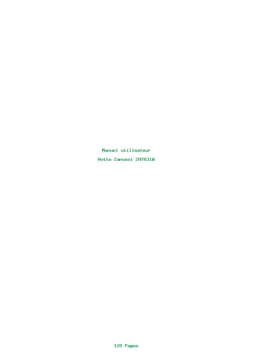 Page 1 de la notice Manuel utilisateur Zanussi ZHT631W