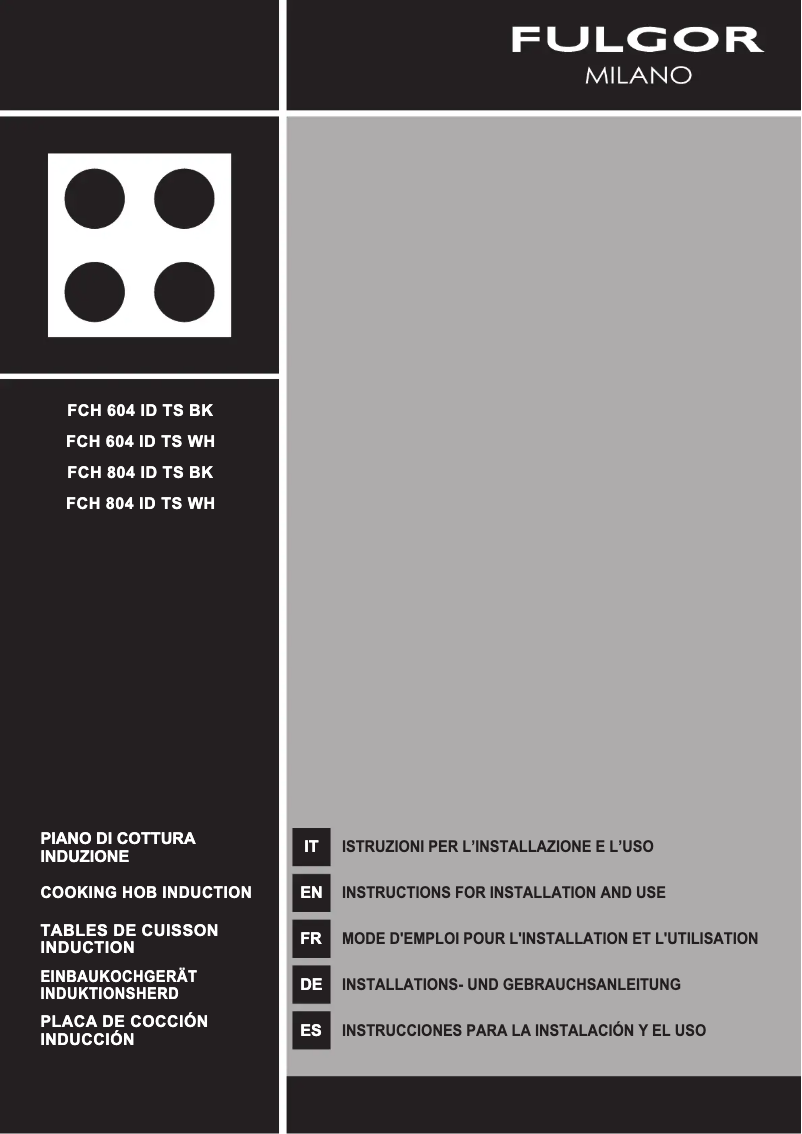 Page 1 de la notice Guide d'installation Fulgor Milano FCH 604 ID TS WH