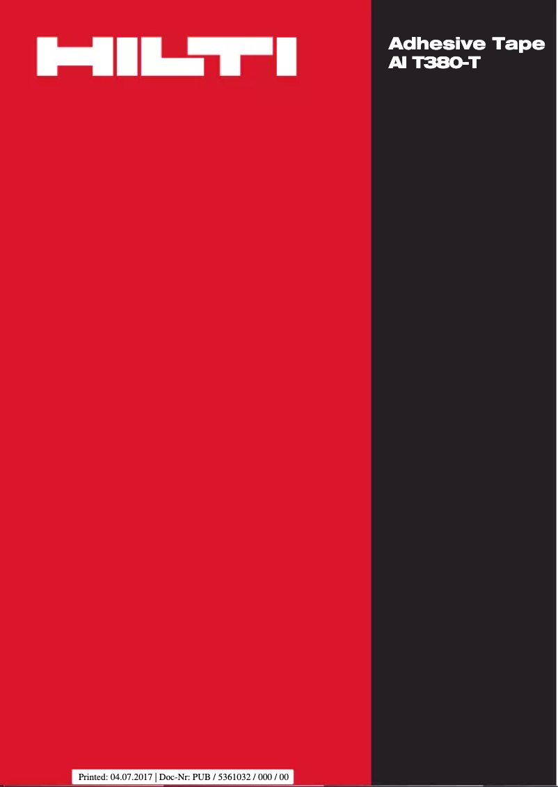 Page 1 de la notice Manuel utilisateur Hilti AI T380-T