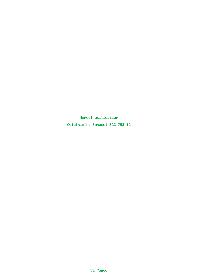 Page 1 de la notice Manuel utilisateur Zanussi ZGG 753 IC