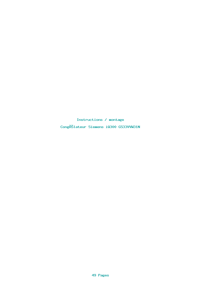 Page 1 de la notice Instructions / montage Siemens iQ300 GS33VVW31N