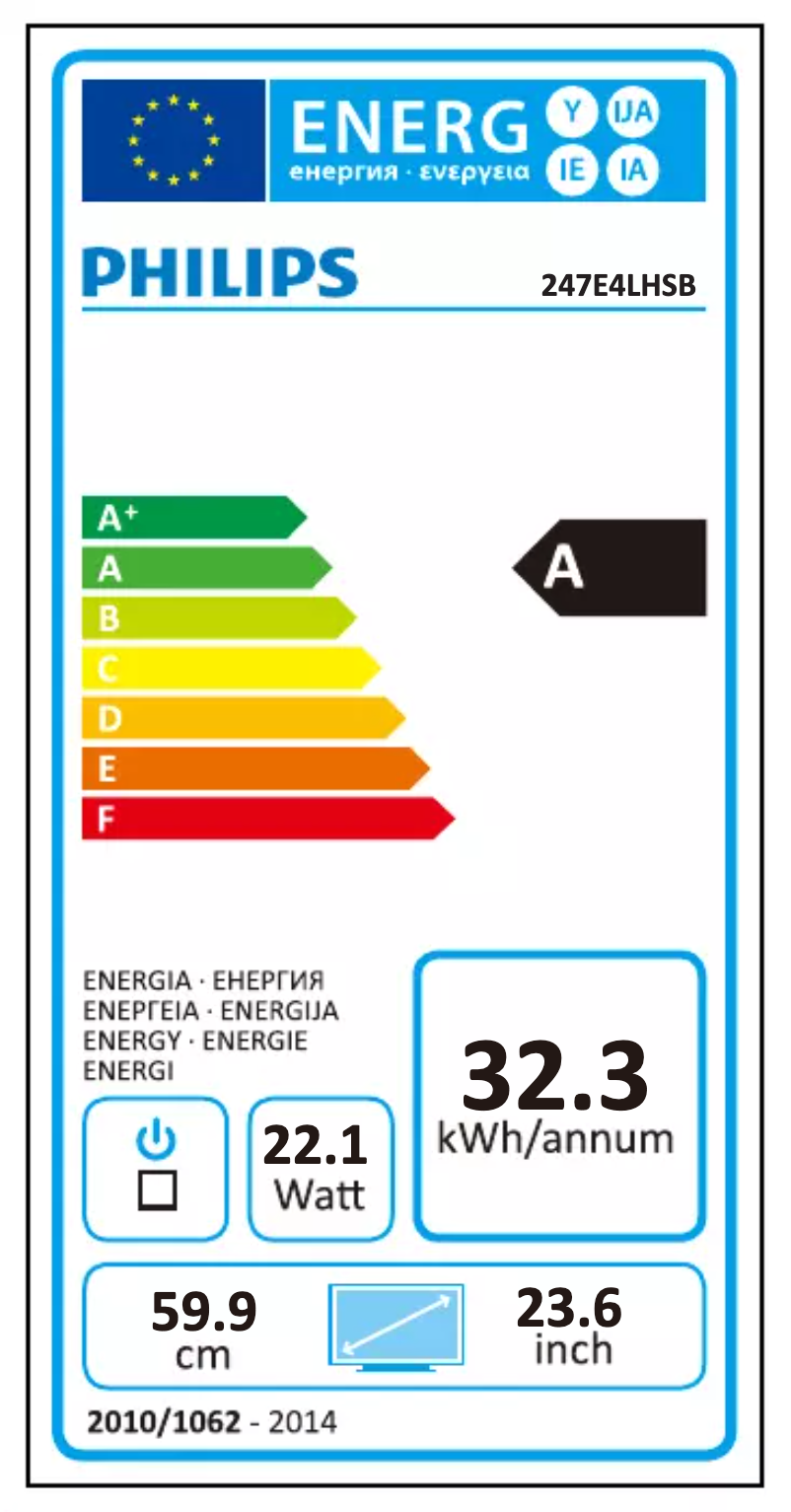 Página 1 del manual Etiqueta energética Philips 247E4LHSB