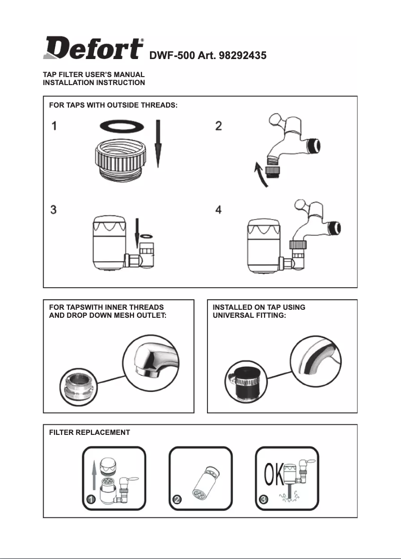 Page 1 de la notice Manuel utilisateur Defort DWF-500