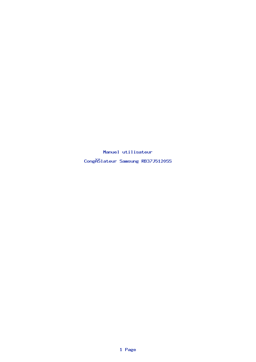 Page 1 de la notice Manuel utilisateur Samsung RB37J5120SS