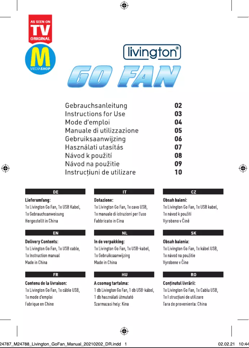 Página 1 del manual Manual de usuario Livington Go Fan