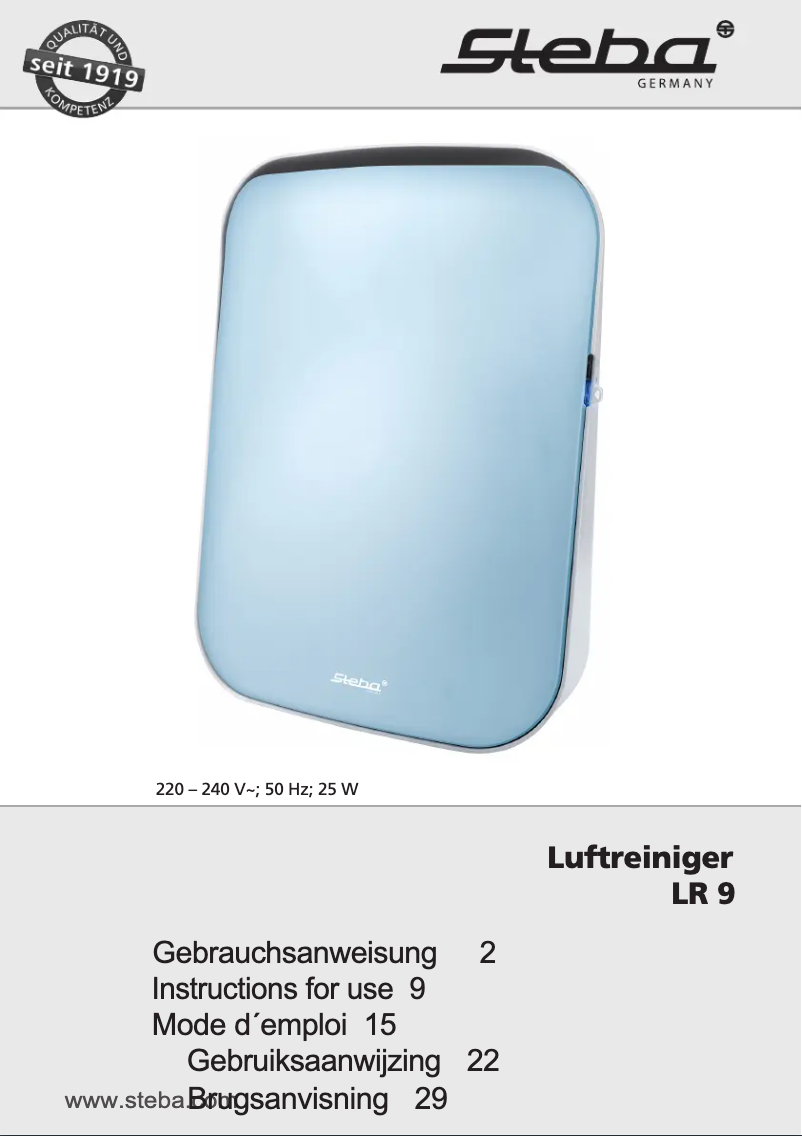 Page 1 de la notice Manuel utilisateur Steba LR 9 Luftrein