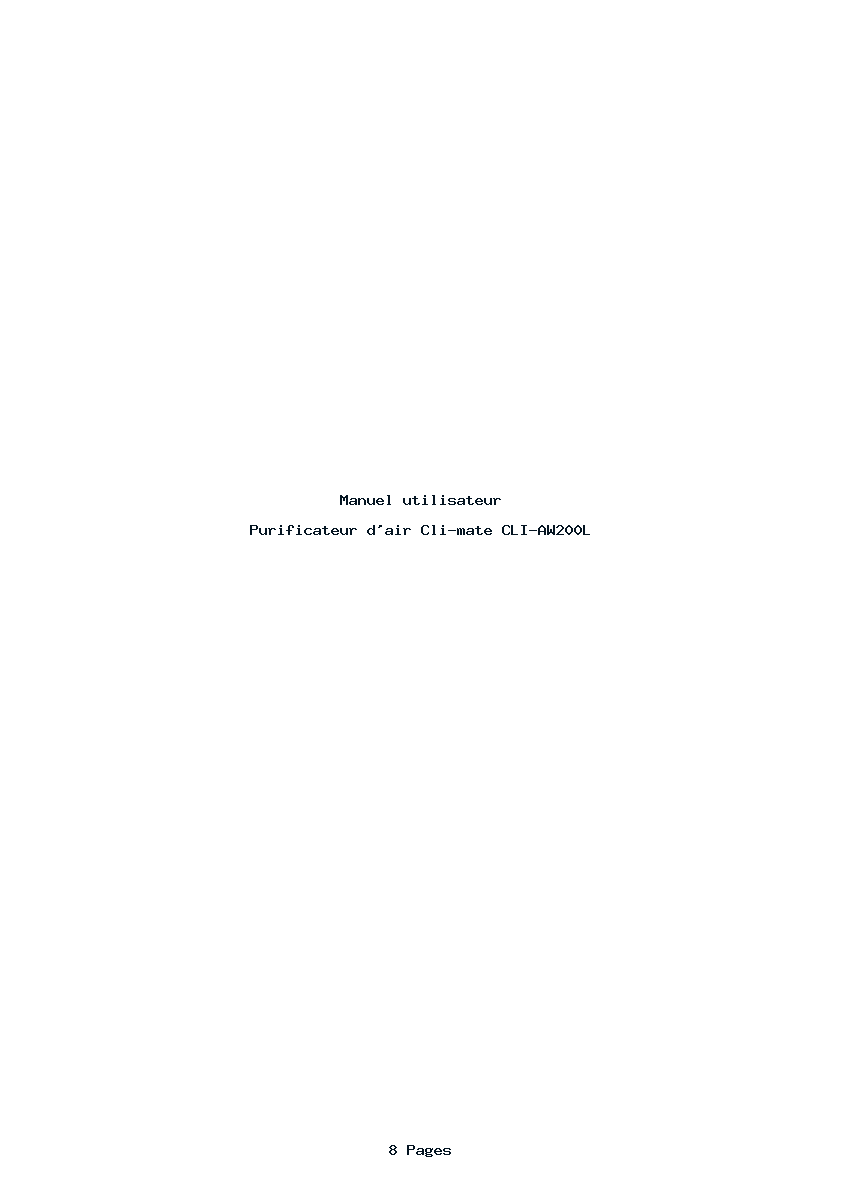 Page 1 de la notice Manuel utilisateur Cli-mate CLI-AW200L