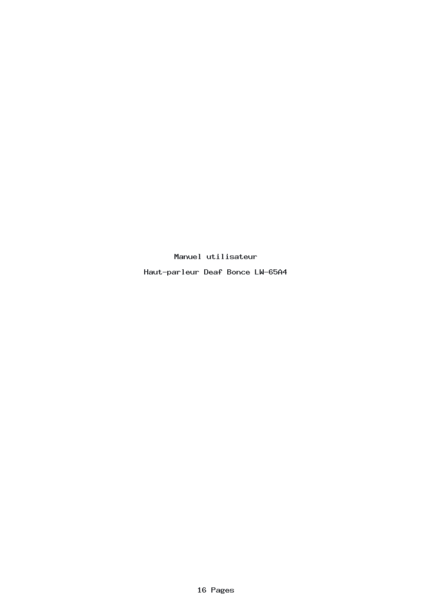 Page 1 de la notice Manuel utilisateur Deaf Bonce LW-65A4