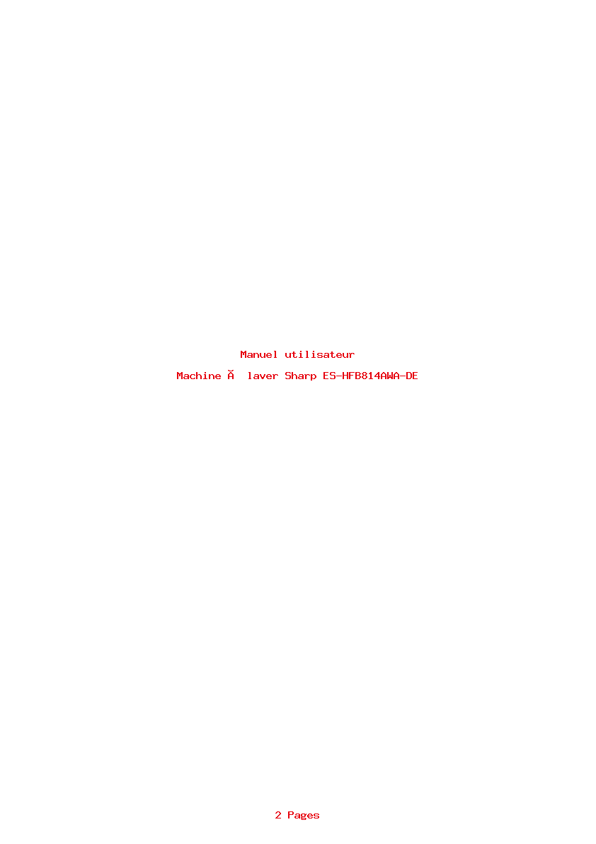 Page 1 de la notice Manuel utilisateur Sharp ES-HFB814AWA-DE