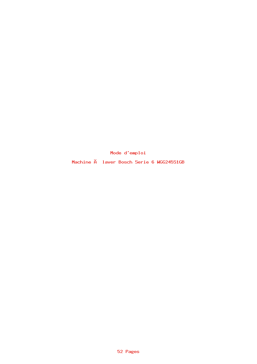 Page 1 de la notice Mode d'emploi Bosch Serie 6 WGG245S1GB