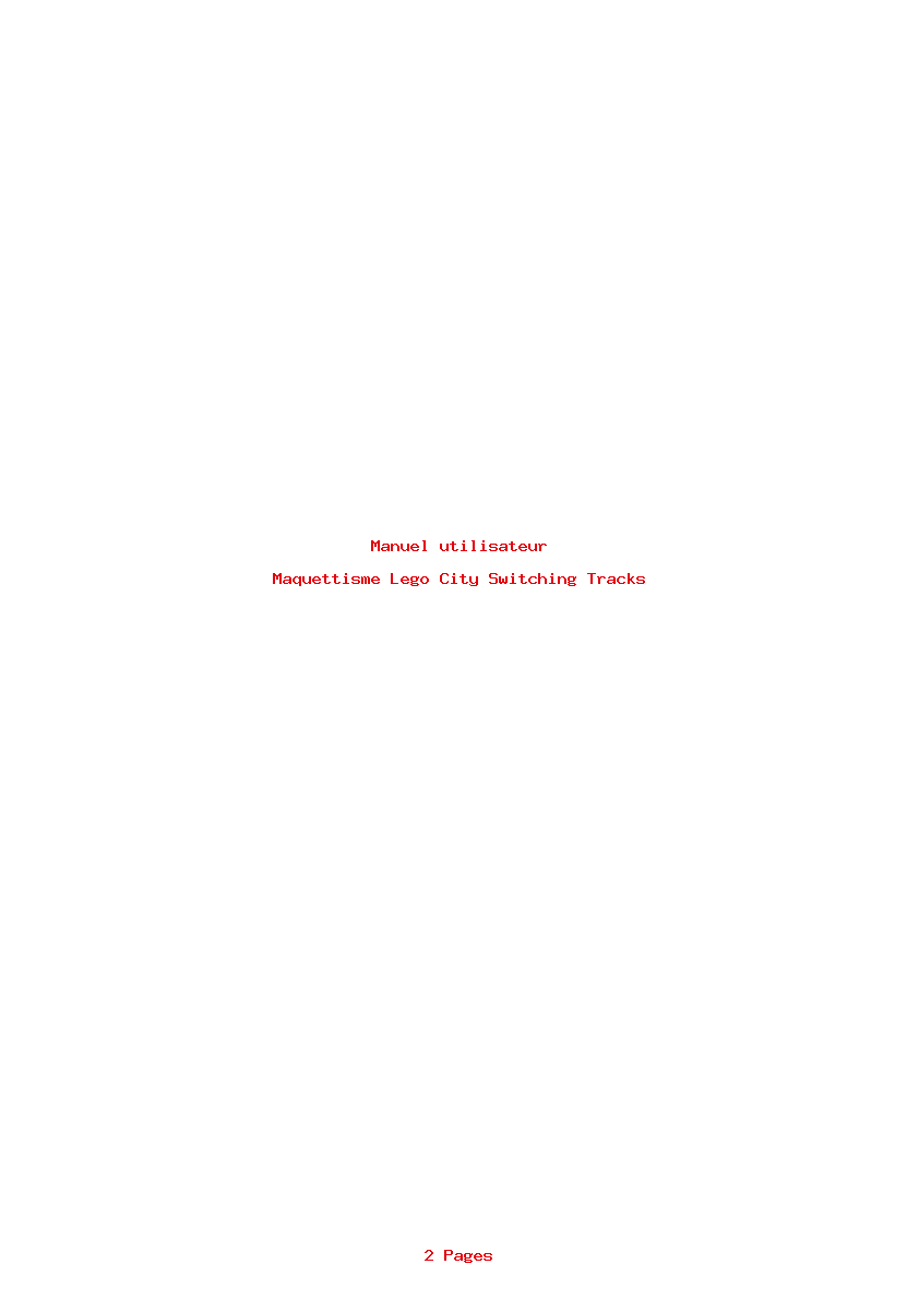 Page 1 de la notice Manuel utilisateur Lego City Switching Tracks