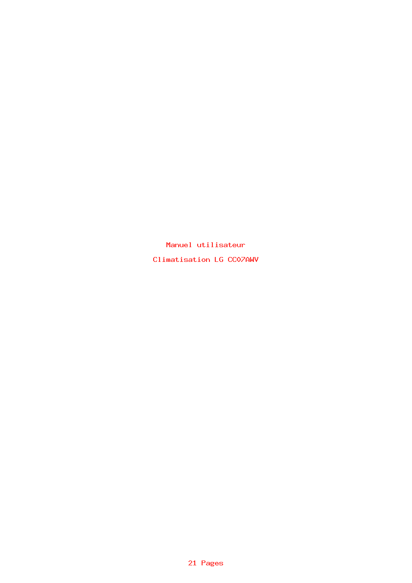 Page 1 de la notice Manuel utilisateur LG CC07AWV