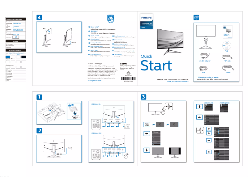 Página 1 del manual Guía de inicio rápido Philips Momentum 278M6QJEB