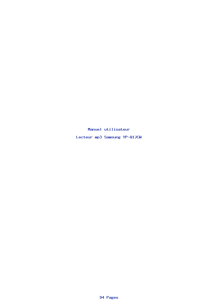 Page 1 de la notice Manuel utilisateur Samsung YP-Q1JCW