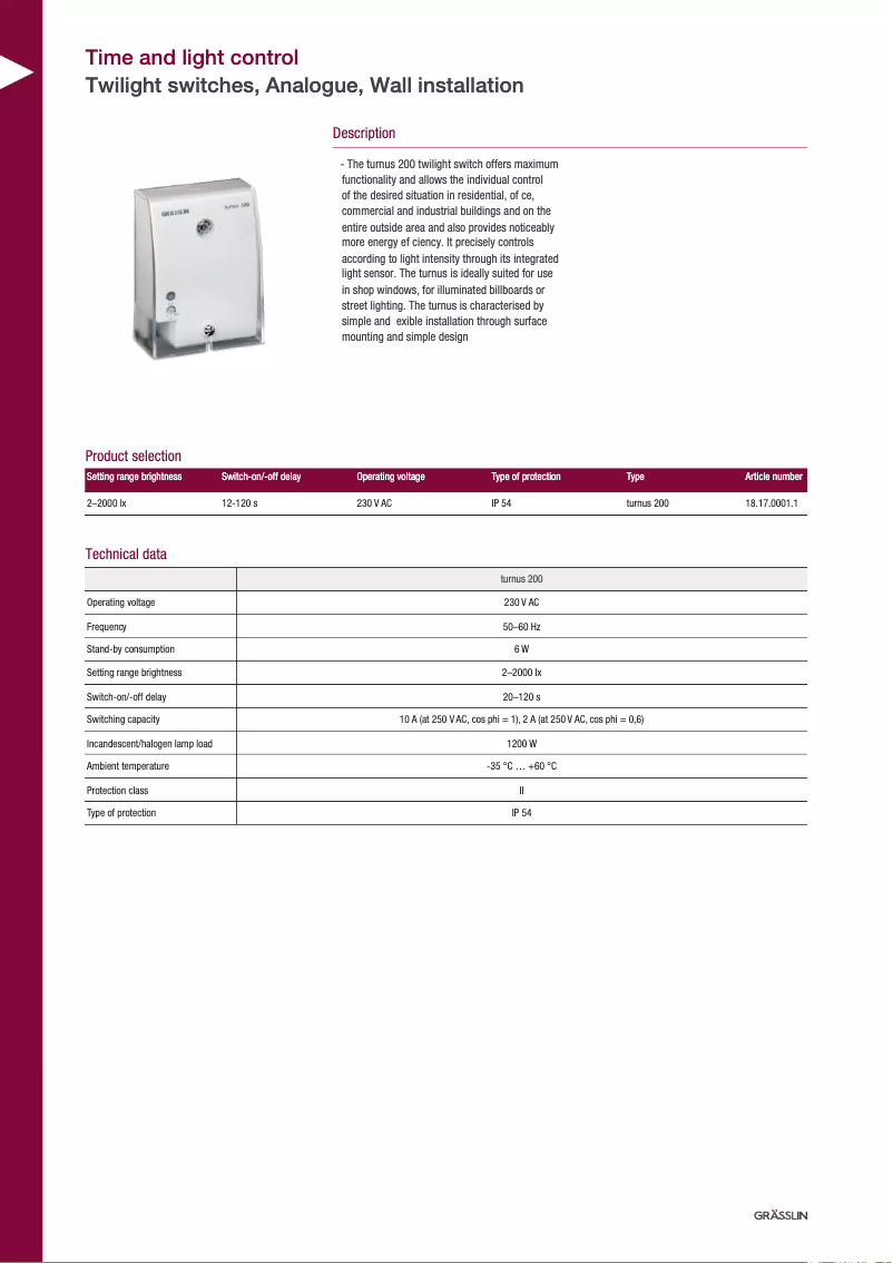 Page 1 de la notice Manuel utilisateur Grässlin turnus 200