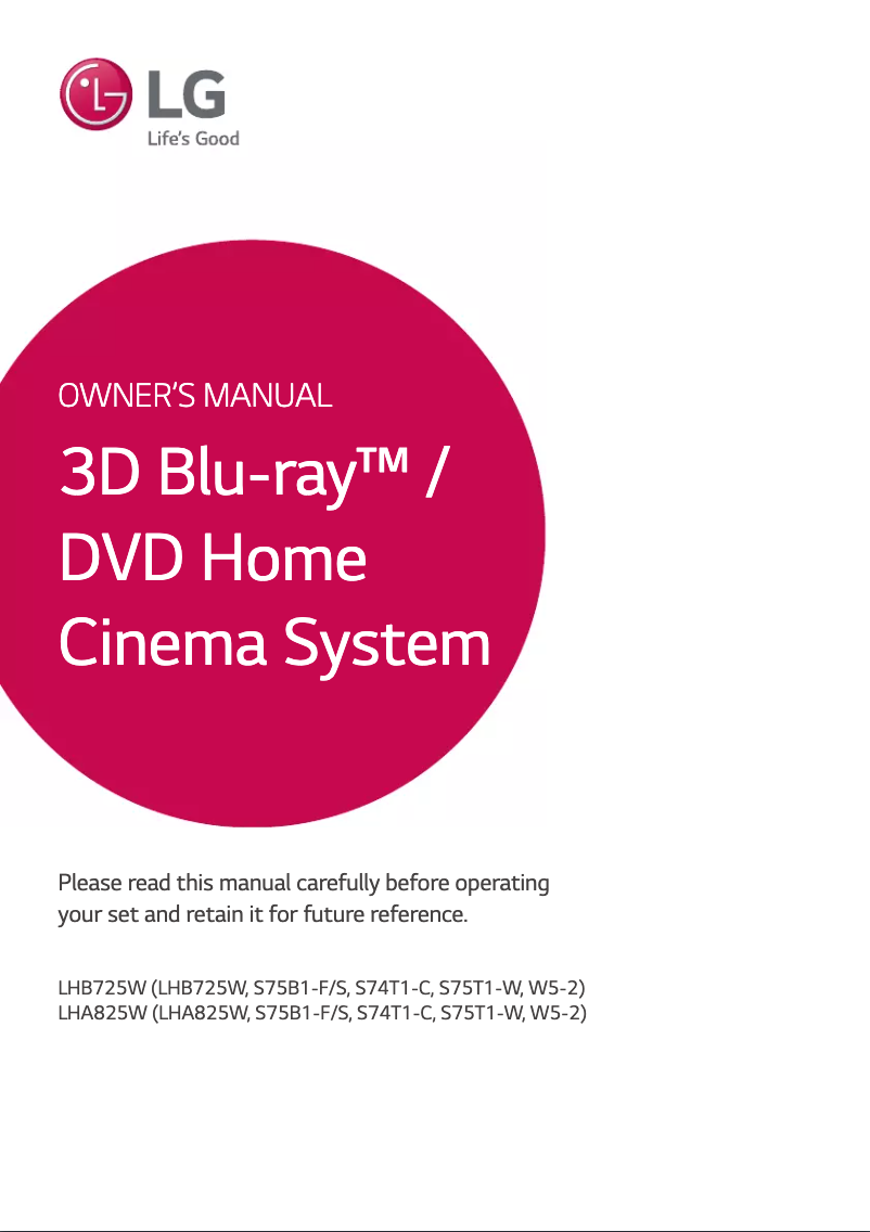 Page 1 de la notice Manuel utilisateur LG LHA825W