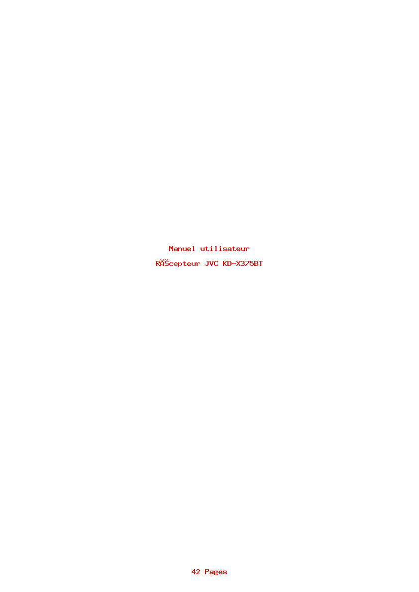 Page 1 de la notice Manuel utilisateur JVC KD-X375BT