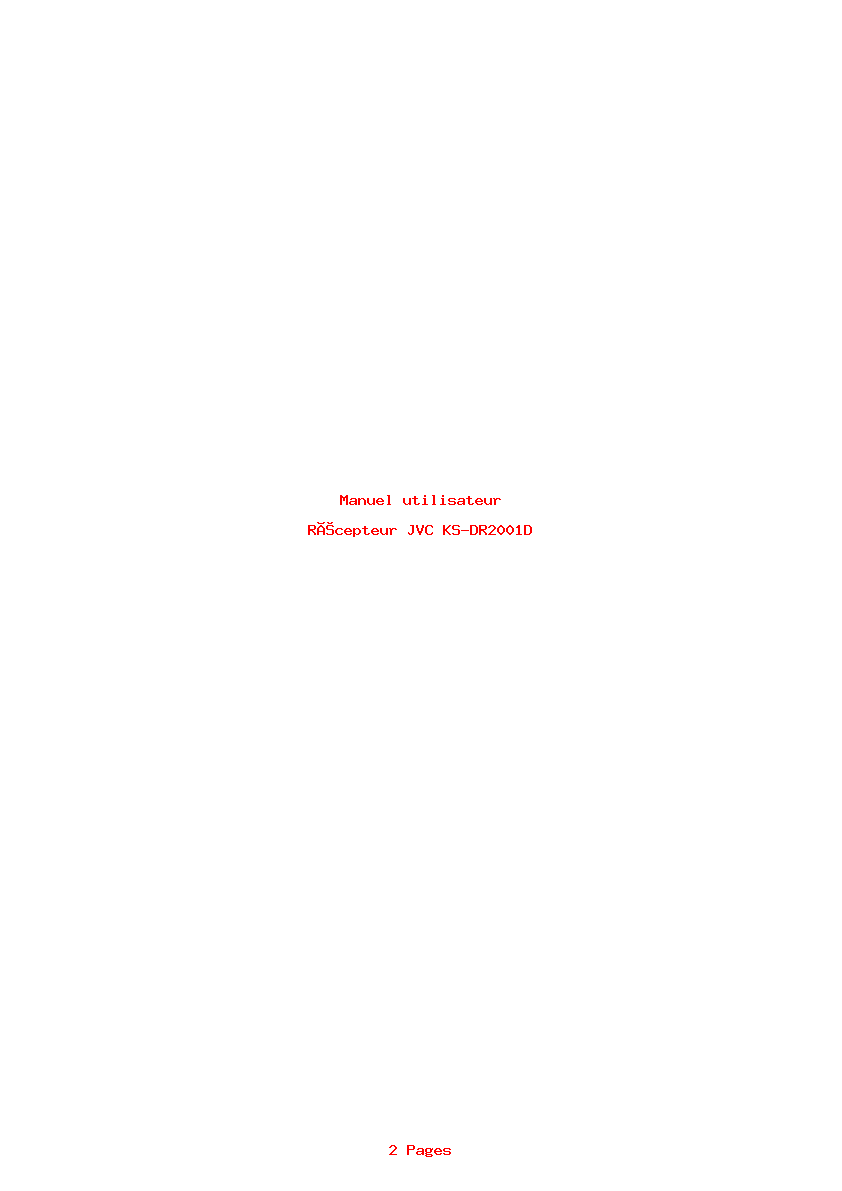 Page 1 de la notice Manuel utilisateur JVC KS-DR2001D
