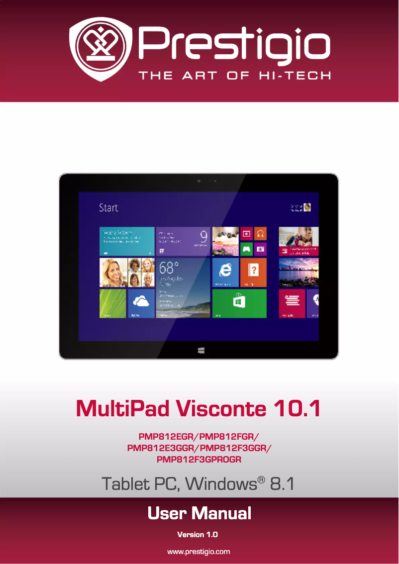 Page 1 de la notice Manuel utilisateur Prestigio MultiPad Visconte 2 PMP812E
