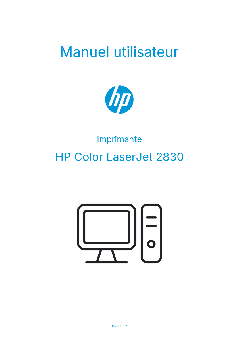 Page 1 de la notice Manuel utilisateur HP Color LaserJet 2830