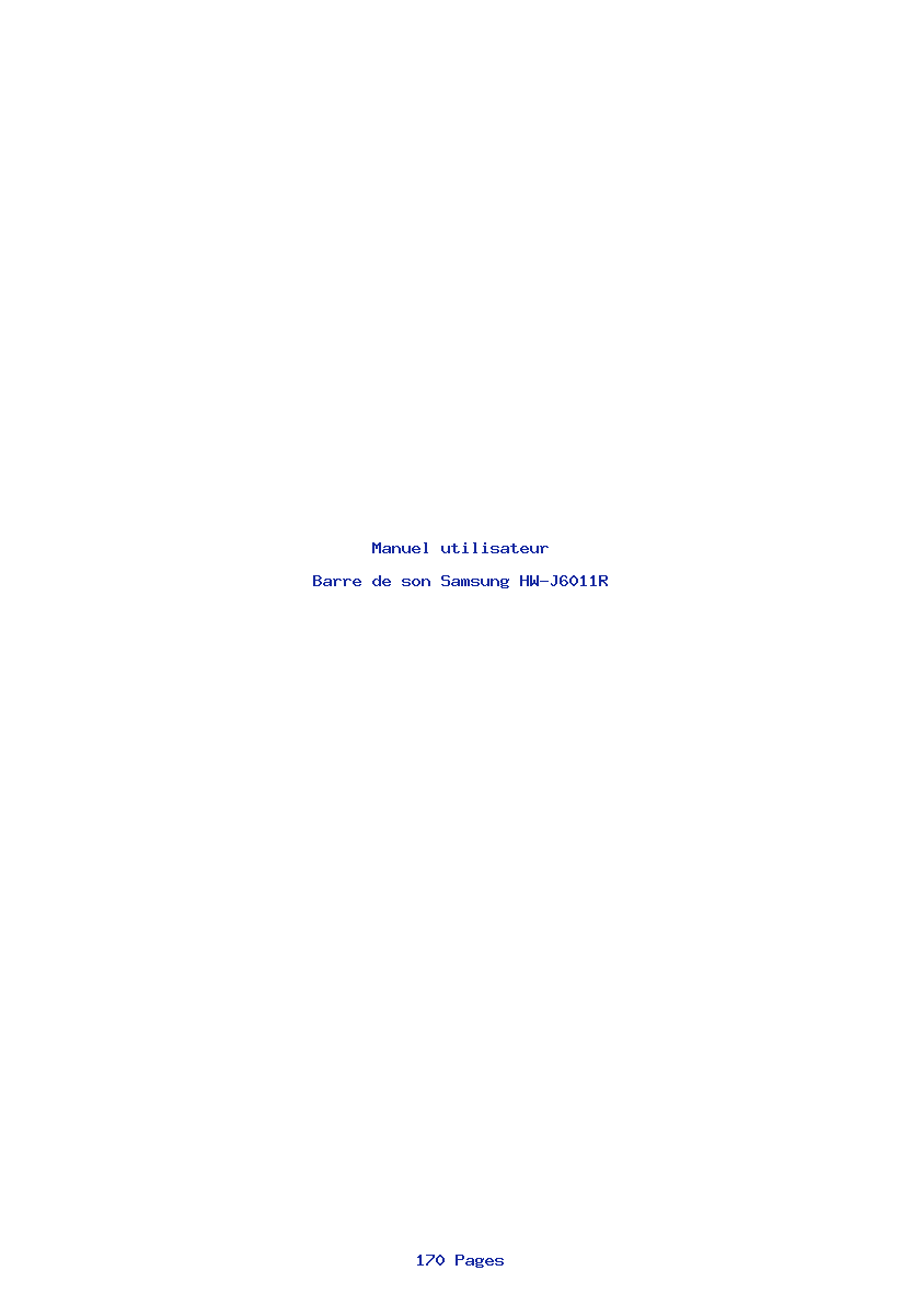 Page 1 de la notice Manuel utilisateur Samsung HW-J6011R