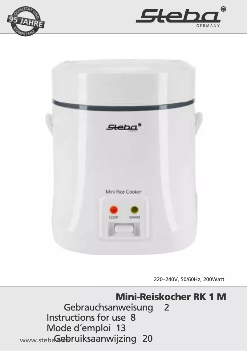 Page 1 de la notice Manuel utilisateur Steba RK 1 M